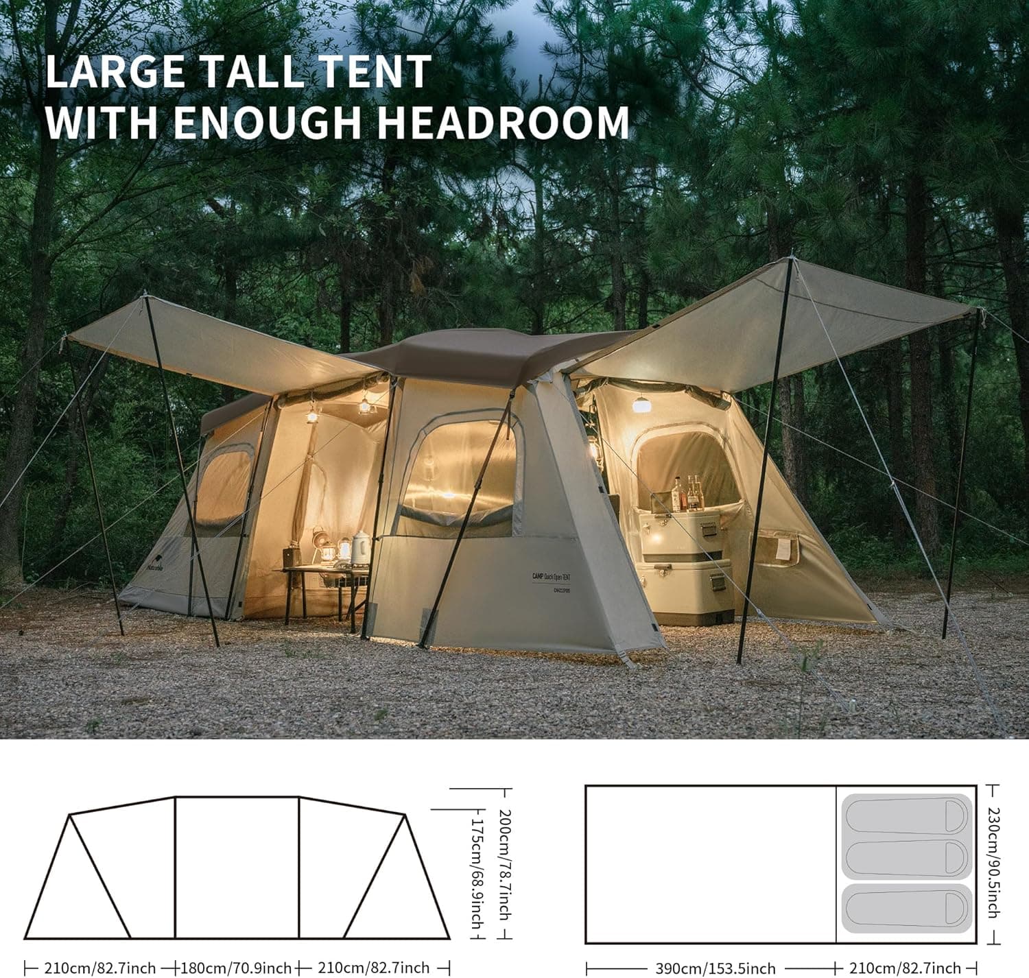 چادر کمپینگ نیچرهایک 4 الی 8 نفره Naturehike Cloud vessel fast tunnel tent – CNH22ZP015 — تصویر ۶