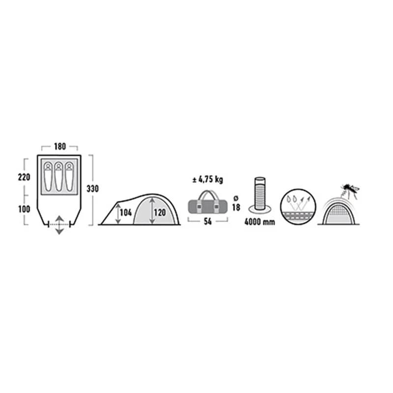 چادر های پیک تالوس 3 نفره – محصول آلمان High Peak Camping Tent Talos – 3 Person — تصویر ۸