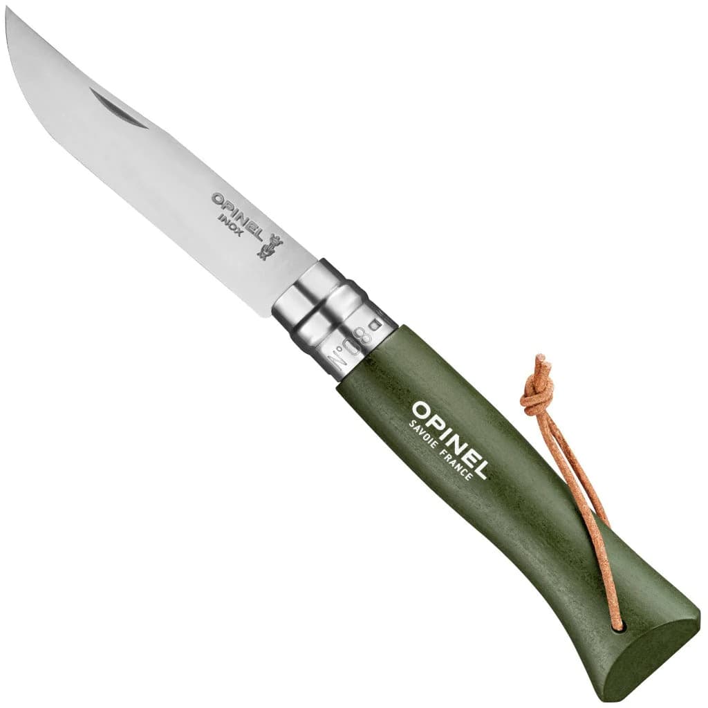 چاقو اپینل 08 استنلس با بند Opinel No.08 Stainless Steel Folding Knife with Lanyar – Le Khaki