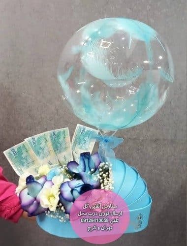 سبد گل فانتزی گل و کیک برای خوشحال کردن همسر