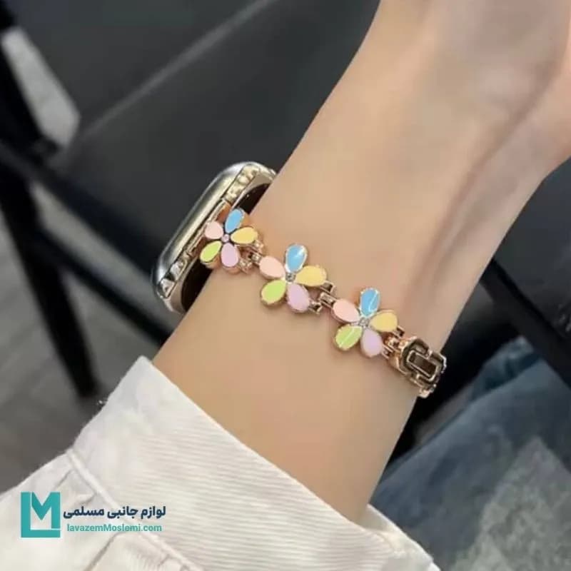 بند اپل واچ دیاموند گل بابونه۴ رزگلد کد W1092 | لوازم جانبی مسلمی — تصویر ۷