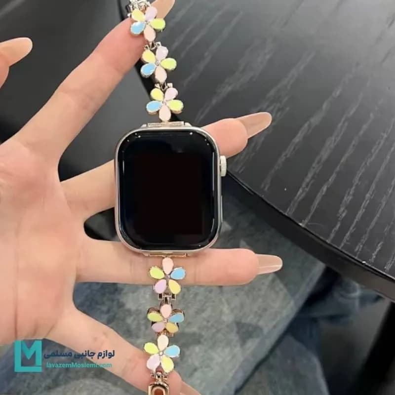 بند اپل واچ دیاموند گل بابونه۴ رزگلد کد W1092 | لوازم جانبی مسلمی — تصویر ۲