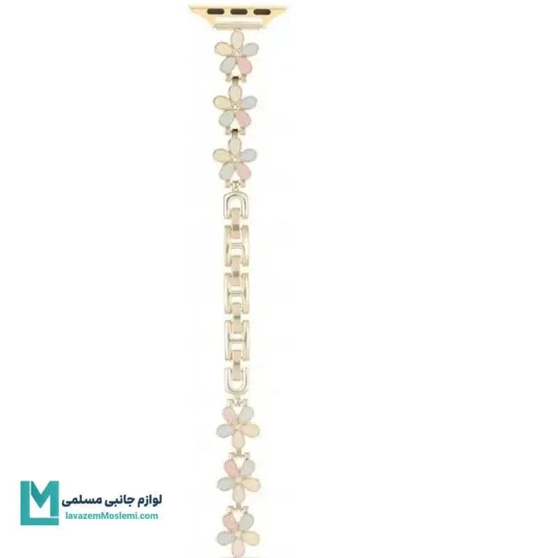 بند اپل واچ دیاموند گل بابونه۴ طلایی کد W1090 | لوازم جانبی مسلمی — تصویر ۲