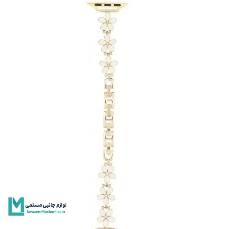 بند اپل واچ دیاموند گل بابونه۴ طلایی کد W1090 | لوازم جانبی مسلمی — تصویر ۳