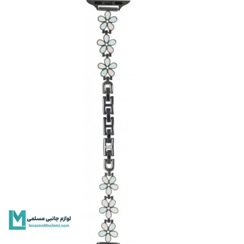 بند اپل واچ دیاموند گل بابونه۴ مشکی کد W1086 | لوازم جانبی مسلمی — تصویر ۲
