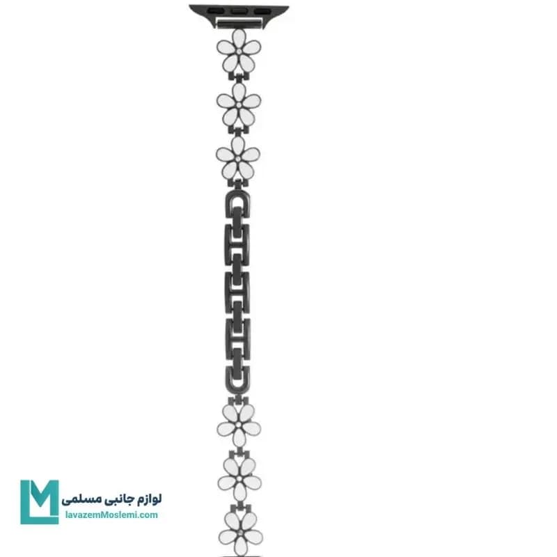بند اپل واچ دیاموند گل بابونه۴ مشکی کد W1086 | لوازم جانبی مسلمی — تصویر ۳