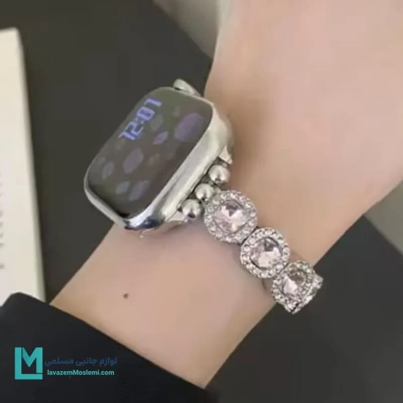 بند اپل واچ فول دیاموند کرون کد W1085 | لوازم جانبی مسلمی