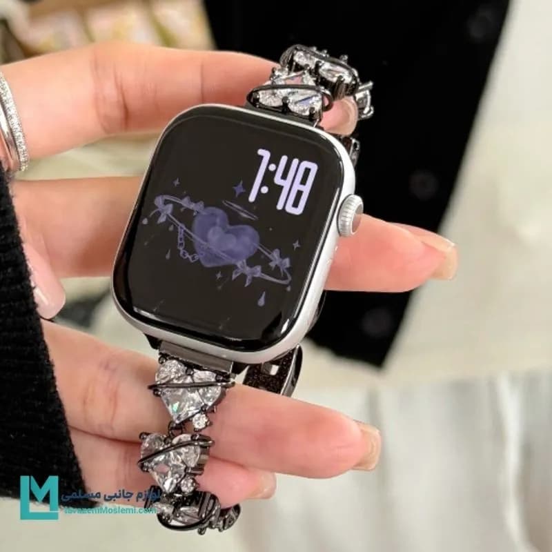 بند اپل واچ دیاموند قلب مینیمال ۲ کد W1080 | لوازم جانبی مسلمی — تصویر ۳