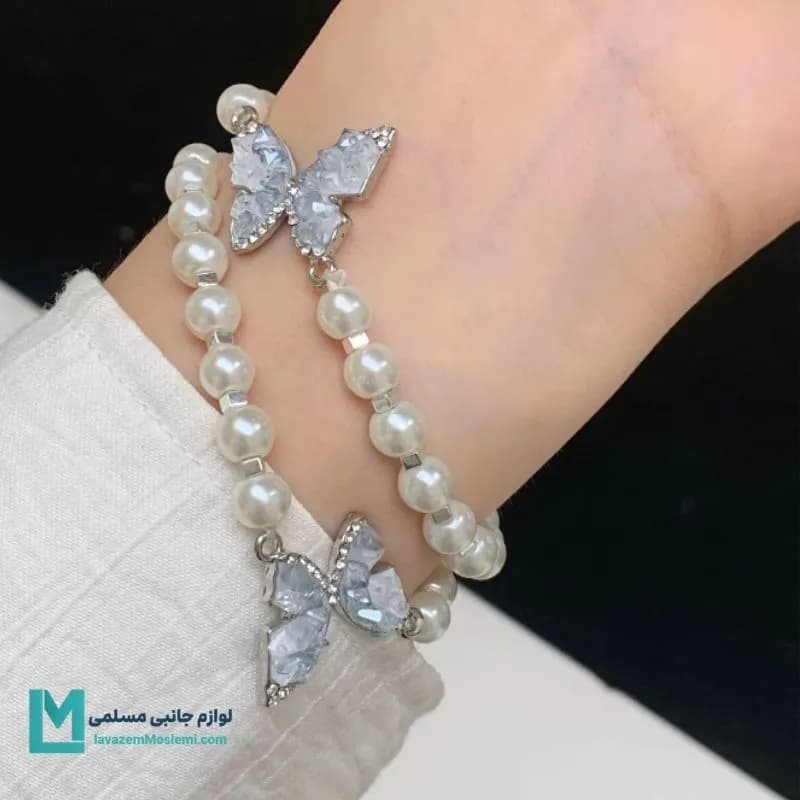 بند اپل واچ مروارید و پروانه کد W1079 | لوازم جانبی مسلمی — تصویر ۲