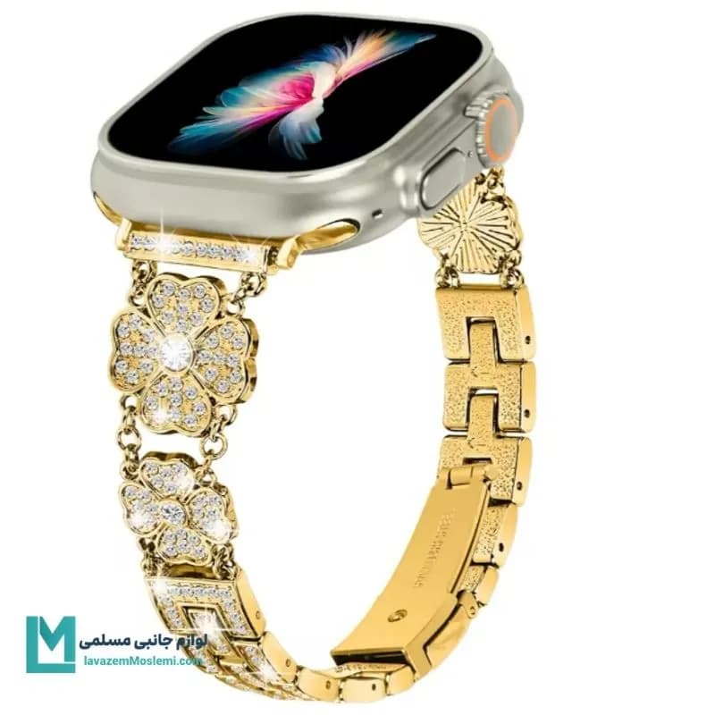 بند اپل واچ دیاموند طرح گل 2 کد W1073 | لوازم جانبی مسلمی — تصویر ۳