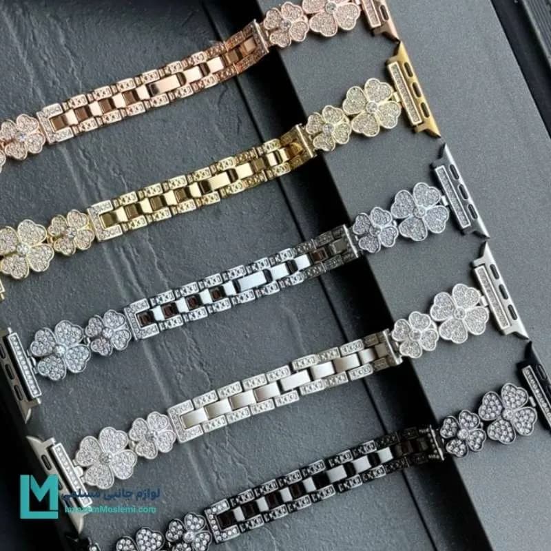 بند اپل واچ دیاموند طرح گل 2 کد W1073 | لوازم جانبی مسلمی
