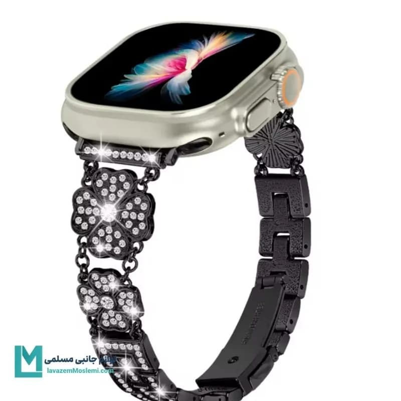 بند اپل واچ دیاموند طرح گل 2 کد W1073 | لوازم جانبی مسلمی — تصویر ۴