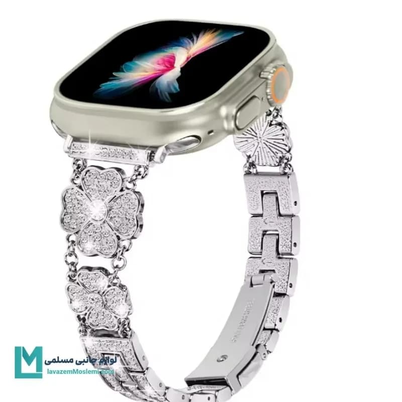 بند اپل واچ دیاموند طرح گل 2 کد W1073 | لوازم جانبی مسلمی — تصویر ۵