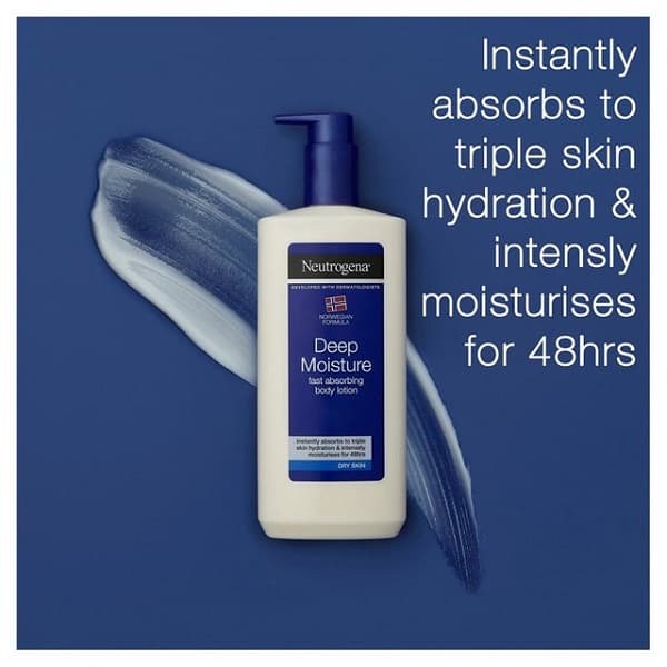 لوسیون بدن آبرسان عمیق پوست نوتروژینا مدل Deep Moisture حجم 250 میل — تصویر ۳