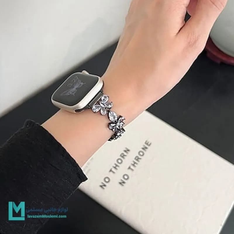 بند اپل واچ دیاموند گل و پروانه کد W1062 | لوازم جانبی مسلمی — تصویر ۷