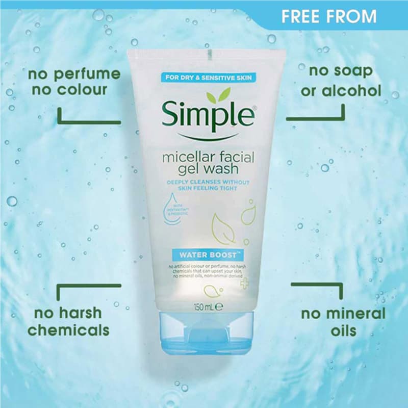 ژل شستشوی صورت میسلار پوست خشک micellar سیمپل Simple — تصویر ۲