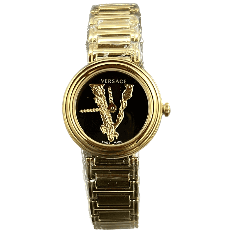 ساعت مچی زنانه ورساچه وی طلایی صفحه مشکی Versace V Golden Black Screen