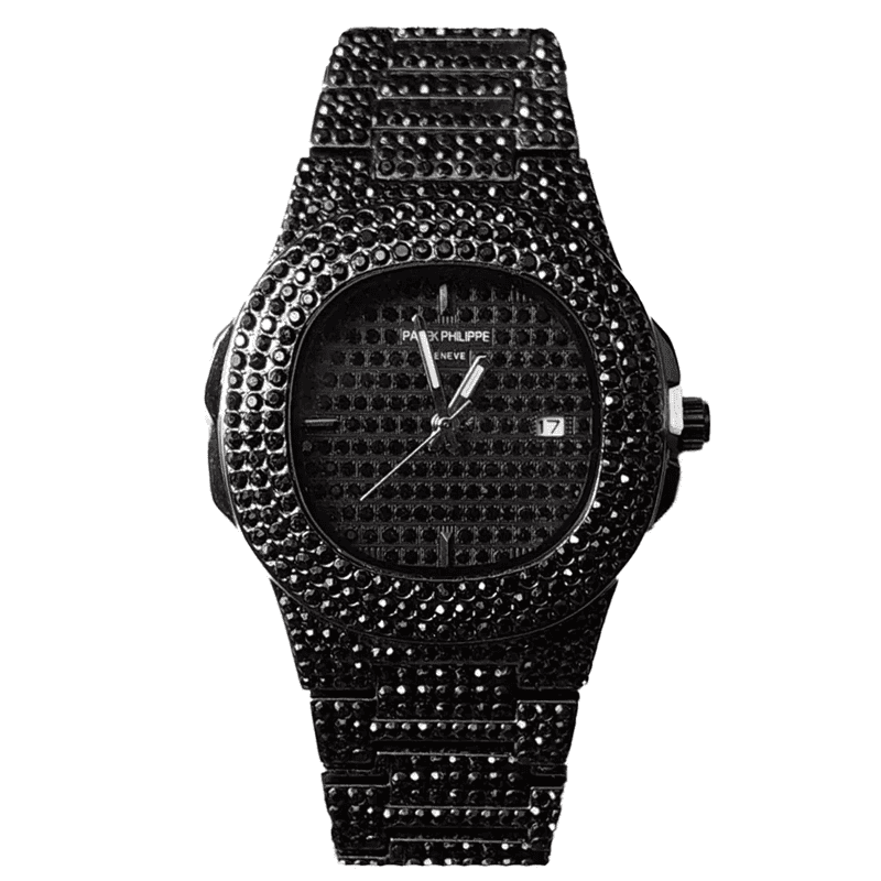 ساعت مچی زنانه و مردانه پتک فیلیپ ناتیلوس مشکی فول نگین Patek Philippe Nautilus Black Full Diamond