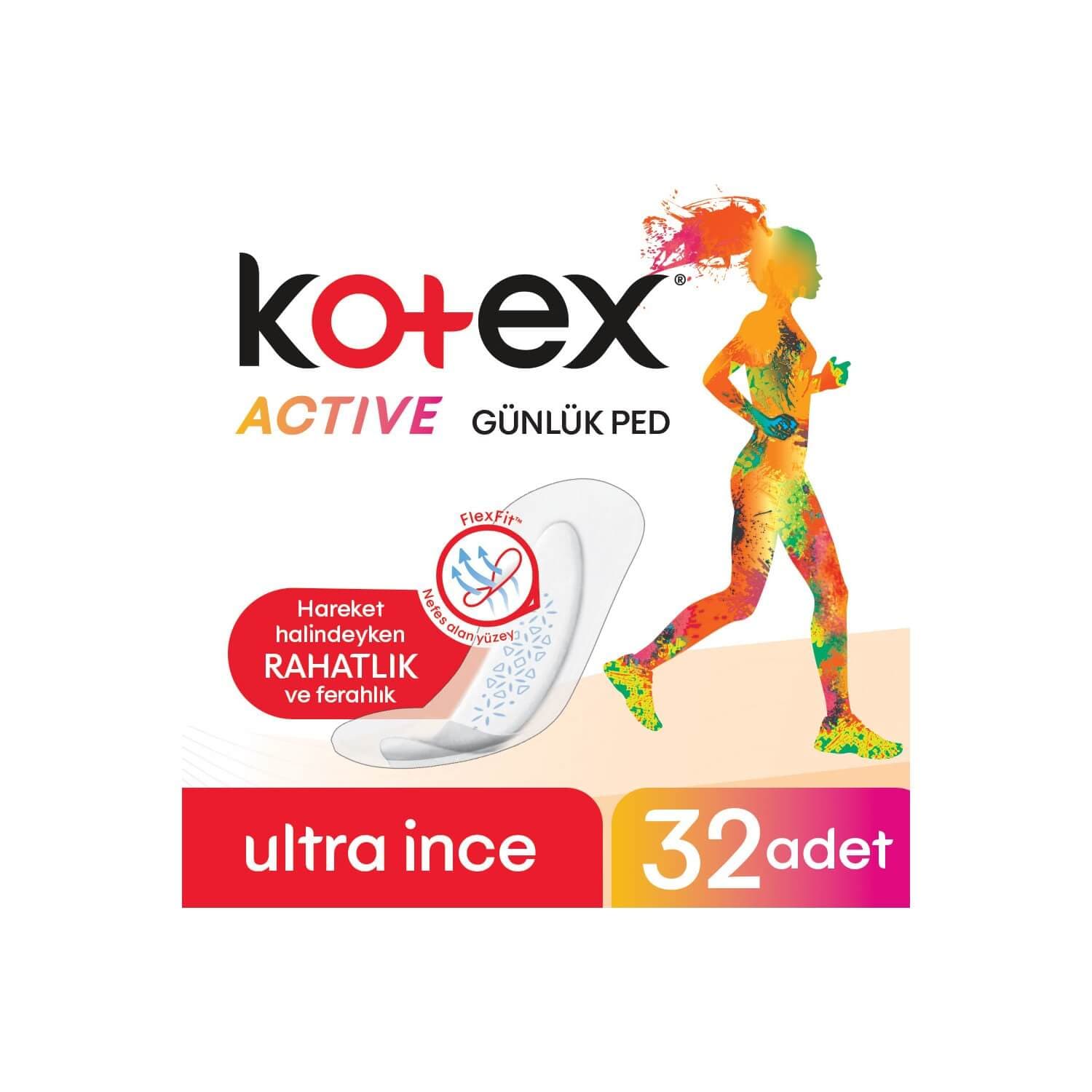 نوار بهداشتی 32 عدد روزانه بسیار نازک و بدون عطر کوتکس مدل Active — تصویر ۴