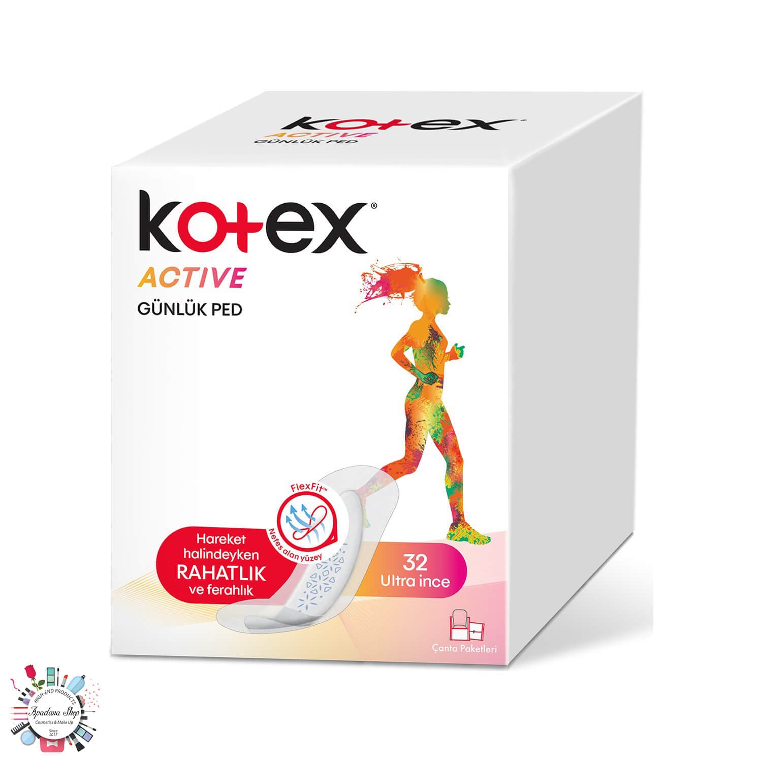 نوار بهداشتی 32 عدد روزانه بسیار نازک و بدون عطر کوتکس مدل Active