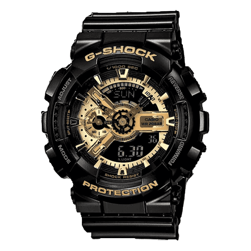 ساعت مچی مردانه کاسیو جی شاک مشکی صفحه طلایی Casio G-Shock GA-110GA Black Golden Screen