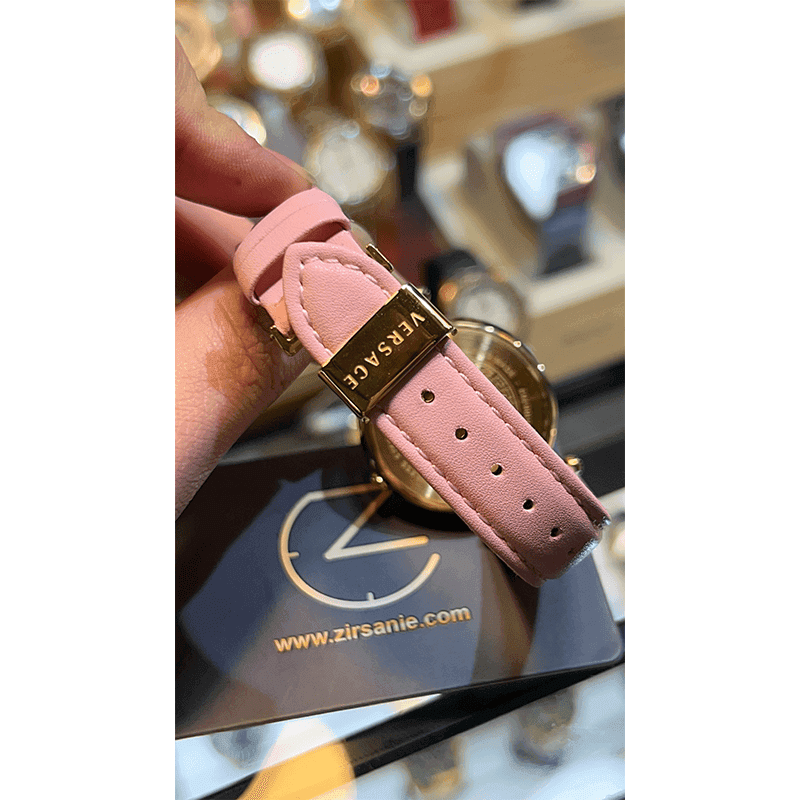 ساعت مچی زنانه ورساچه گرکا تمام صورتی دور طلایی Versace Greca Full Pink Golden Around — تصویر ۵