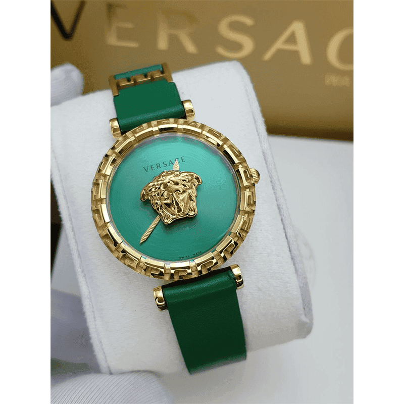 ساعت مچی زنانه ورساچه گرکا تمام سبز دور طلایی Versace Greca Full Green Around Golden — تصویر ۳