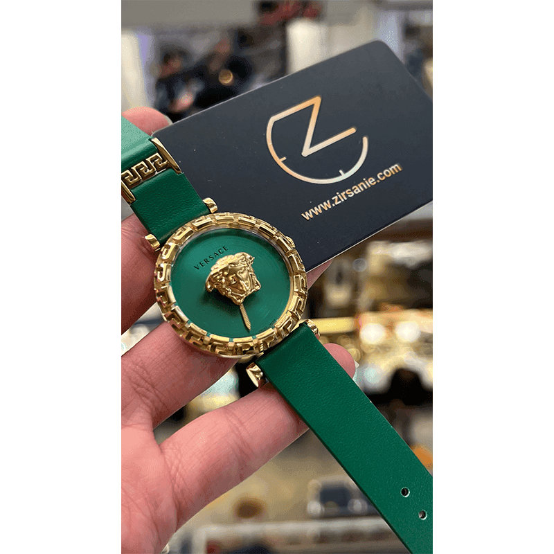 ساعت مچی زنانه ورساچه گرکا تمام سبز دور طلایی Versace Greca Full Green Around Golden — تصویر ۵
