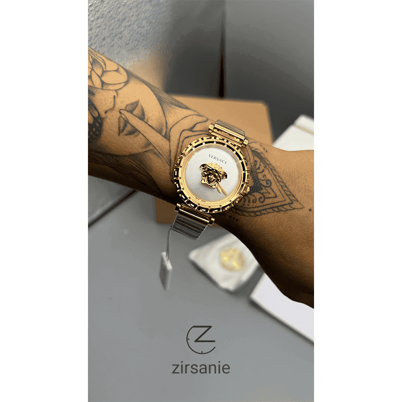ساعت مچی زنانه ورساچه گرکا طلایی صفحه سفید Versace Greca Golden White Screen — تصویر ۵
