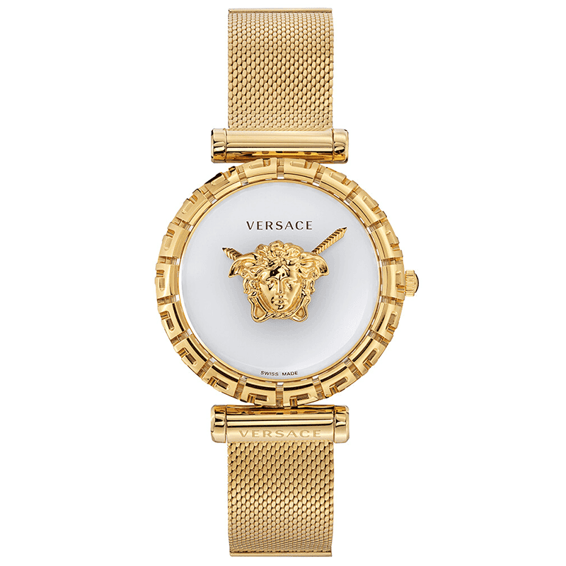 ساعت مچی زنانه ورساچه گرکا طلایی صفحه سفید Versace Greca Golden White Screen