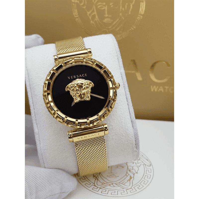 ساعت مچی زنانه ورساچه گرکا طلایی صفحه مشکی Versace Greca Golden Black Screen — تصویر ۶