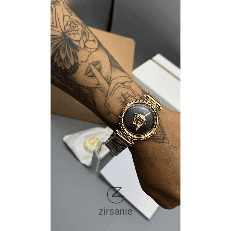 ساعت مچی زنانه ورساچه گرکا طلایی صفحه مشکی Versace Greca Golden Black Screen — تصویر ۷