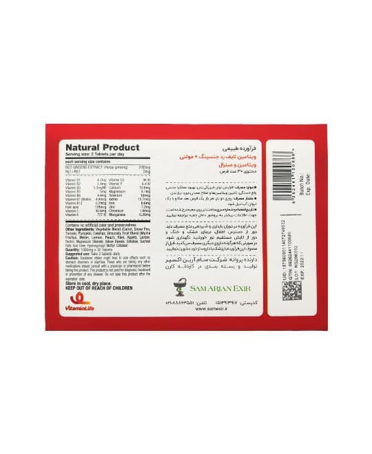 قرص رد جینسینگ پاور مولتی‌ویتامین و مینرال ویتامین هاوس 30 عددی — تصویر ۴