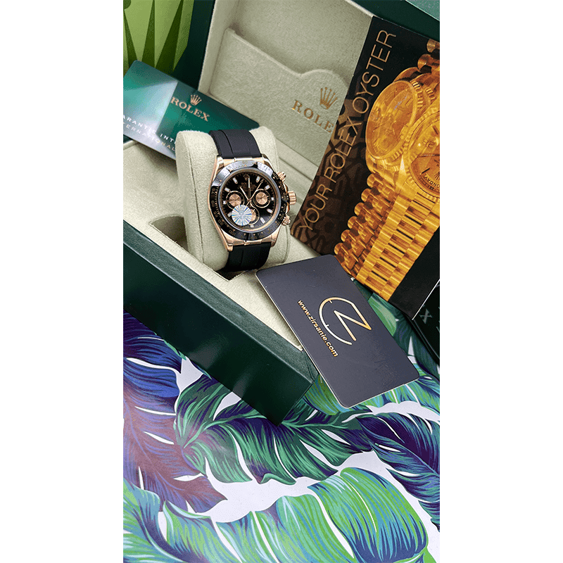 ساعت مچی مردانه رولکس دیتونا کیهانی رزگلد صفحه مشکی Rolex Daytona Cosmograph Rose Gold Black Screen — تصویر ۳