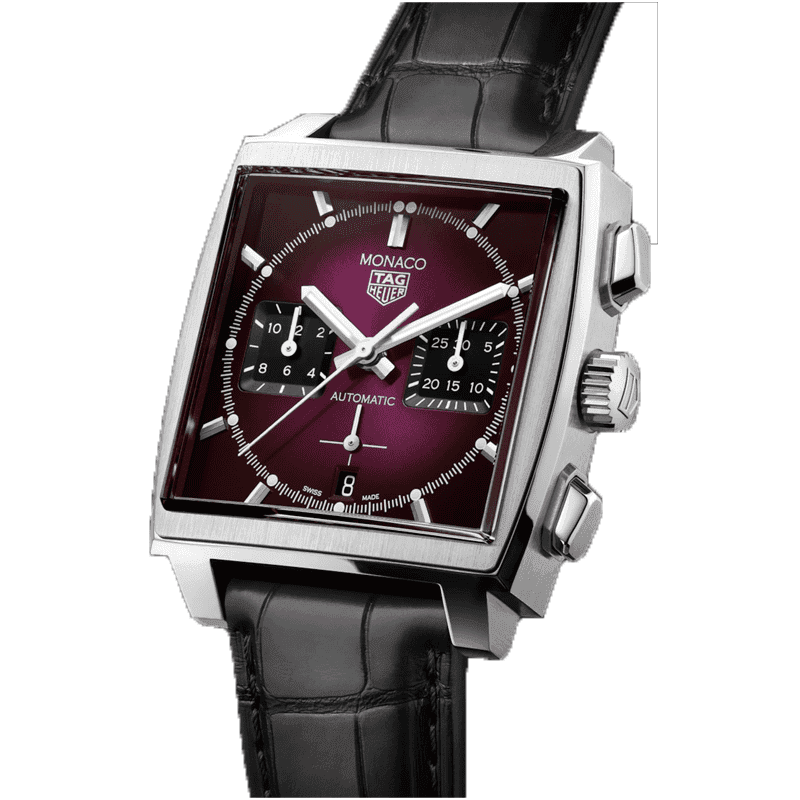 ساعت مچی مردانه تگ هویر موناکو سیلور صفحه بنفش Tag Heuer Monaco Silver Violet Screen