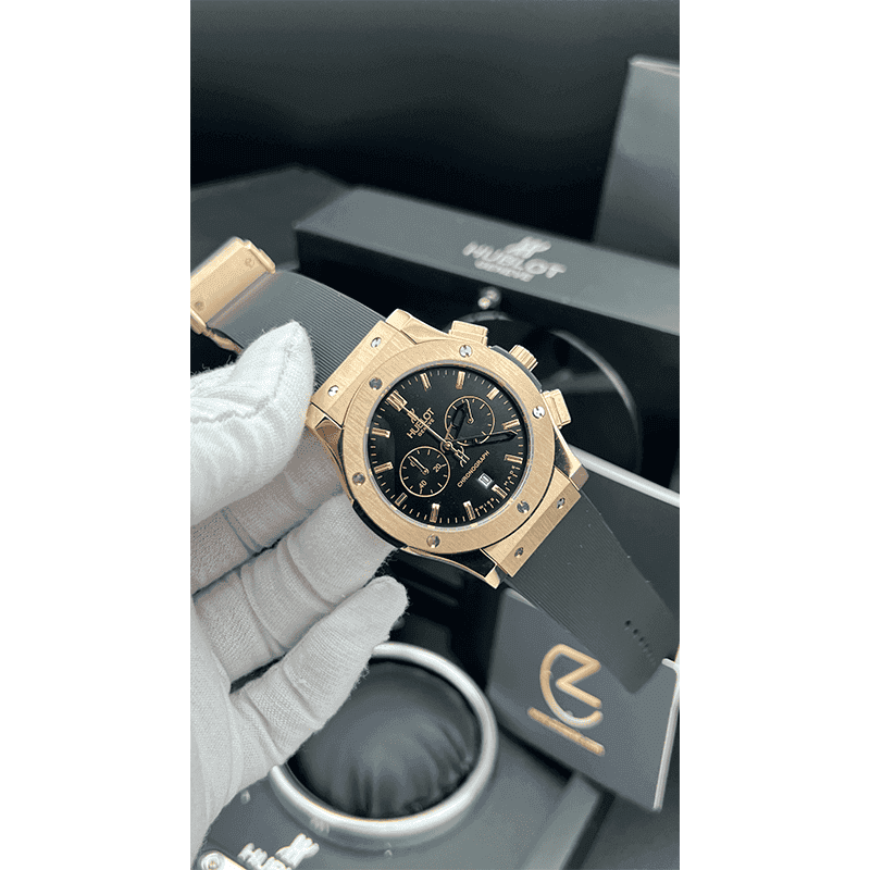 ساعت مچی هابلوت کلاسیک فیوژن رزگلد صفحه مشکی (تک و ست) Hublot Classic Fusion Rose Gold Black Screen — تصویر ۷