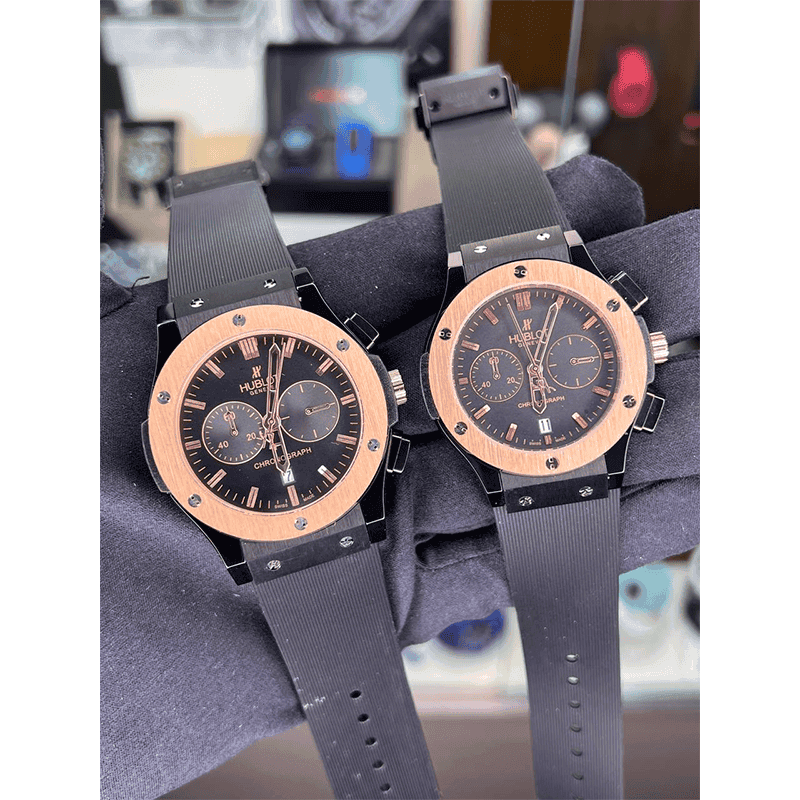 ساعت مچی هابلوت کلاسیک فیوژن رزگلد صفحه مشکی (تک و ست) Hublot Classic Fusion Rose Gold Black Screen — تصویر ۹