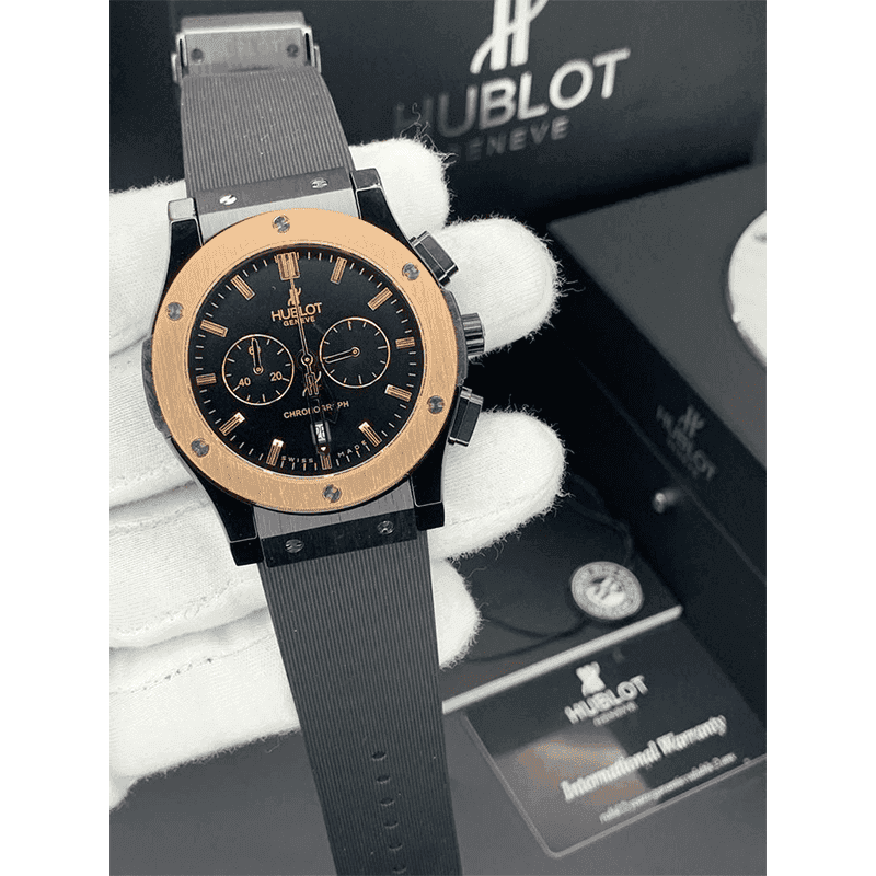 ساعت مچی هابلوت کلاسیک فیوژن رزگلد صفحه مشکی (تک و ست) Hublot Classic Fusion Rose Gold Black Screen — تصویر ۱۰