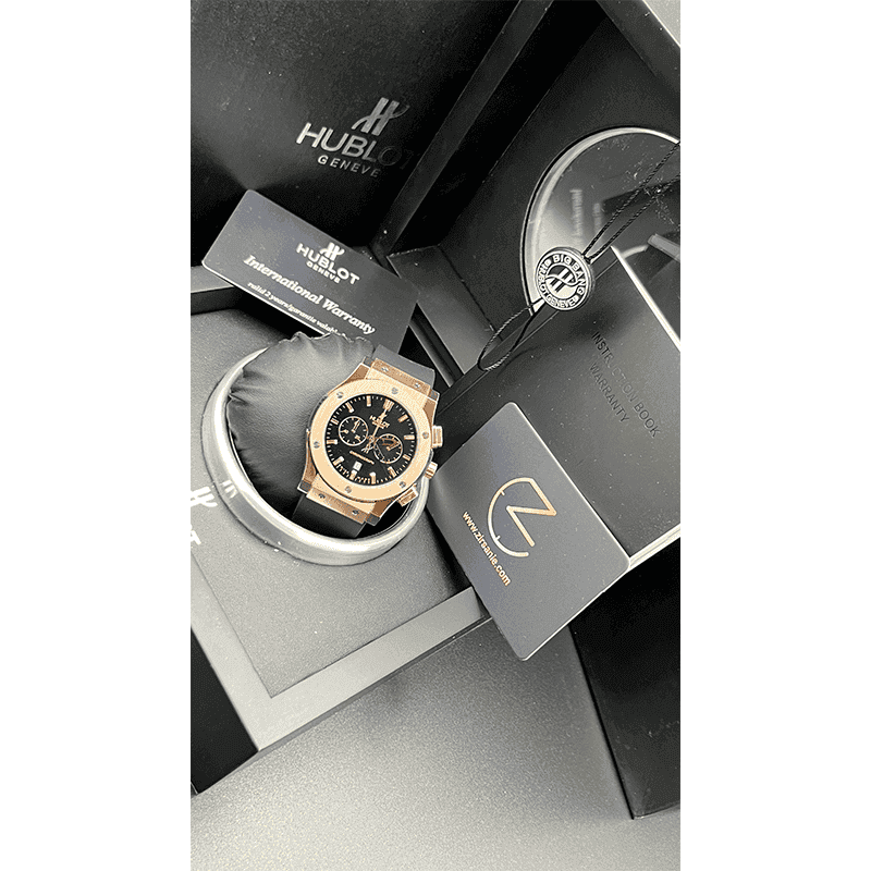 ساعت مچی هابلوت کلاسیک فیوژن رزگلد صفحه مشکی (تک و ست) Hublot Classic Fusion Rose Gold Black Screen — تصویر ۳