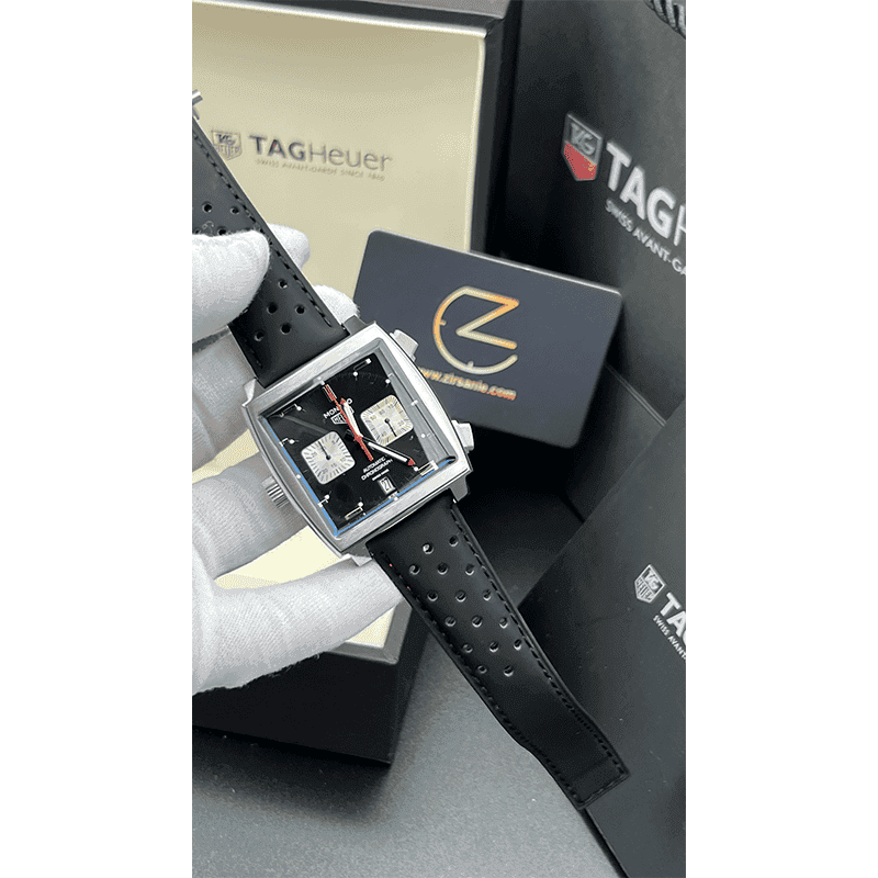 ساعت مچی مردانه تگ هویر موناکو سیلور صفحه مشکی Tag Heuer Monaco Silver Black Screen — تصویر ۳