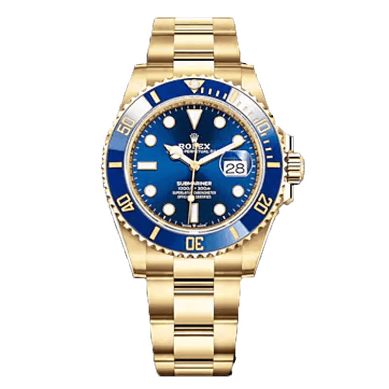 ساعت مچی رولکس ساب مارینر طلایی آبی صفحه آبی (تک و ست) Rolex Submariner Golden Blue Screen