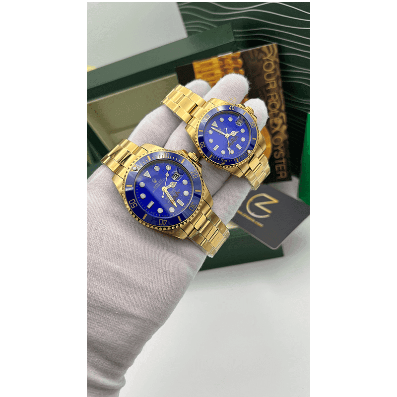 ساعت مچی رولکس ساب مارینر طلایی آبی صفحه آبی (تک و ست) Rolex Submariner Golden Blue Screen — تصویر ۲