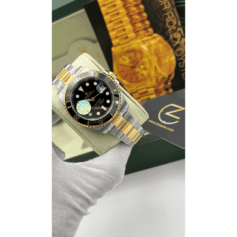 ساعت مچی رولکس ساب مارینر سیلور طلایی صفحه مشکی (تک و ست) Rolex Submariner Silver Golden Black Screen — تصویر ۸