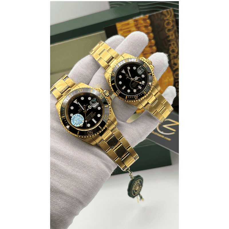 ساعت مچی رولکس ساب مارینر طلایی مشکی صفحه مشکی (تک و ست) Rolex Submariner Golden Black Screen — تصویر ۲