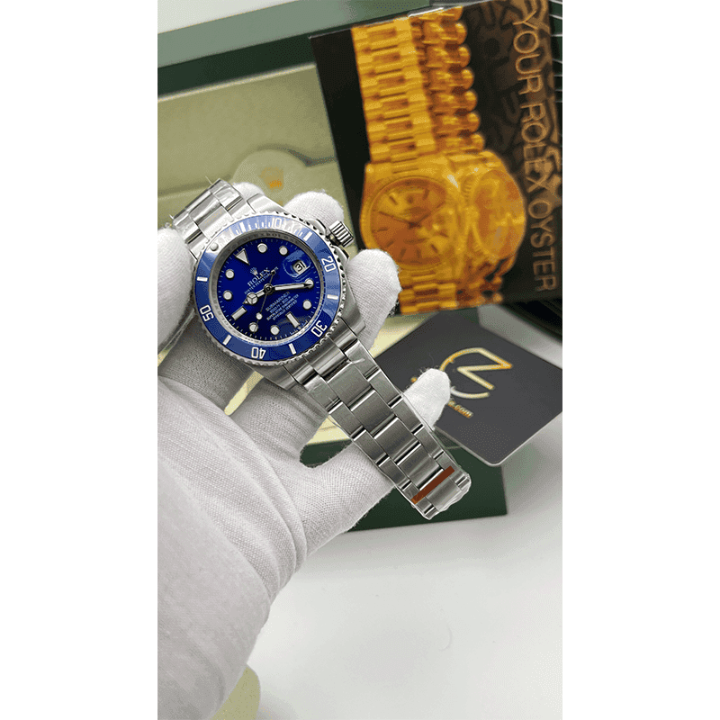 ساعت مچی رولکس ساب مارینر سیلور صفحه آبی (تک و ست) Rolex Submariner Silver Blue Screen — تصویر ۴