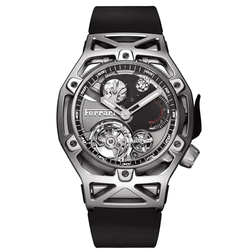 ساعت مچی مردانه هابلوت فراری سیلور Hublot Techframe Ferrari Tourbillon Silver
