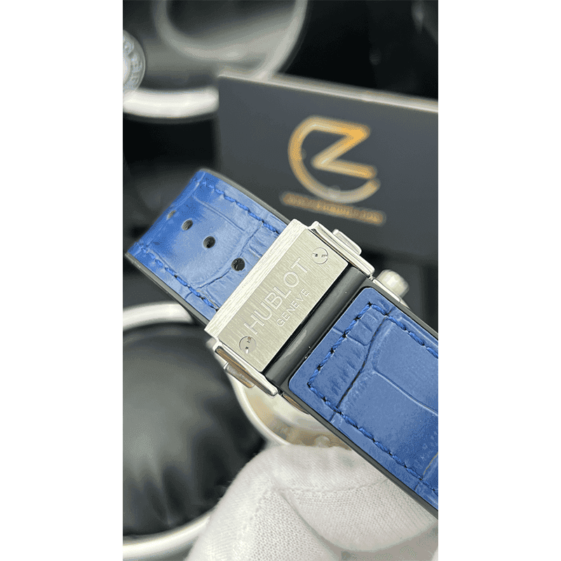 ساعت مچی مردانه هابلوت کلاسیک فیوژن سیلور صفحه آبی Hublot Classic Fusion 3 Hands Silver Blue Screen — تصویر ۴