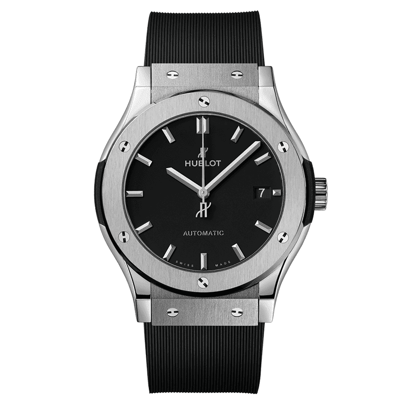 ساعت مچی مردانه هابلوت کلاسیک فیوژن سیلور صفحه مشکی Hublot Classic Fusion 3 Hands Silver Black Screen