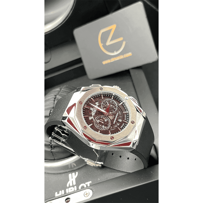 ساعت مچی مردانه هابلوت هشت ضلعی سیلور Hublot Aerofusion Orlinski Silver — تصویر ۵