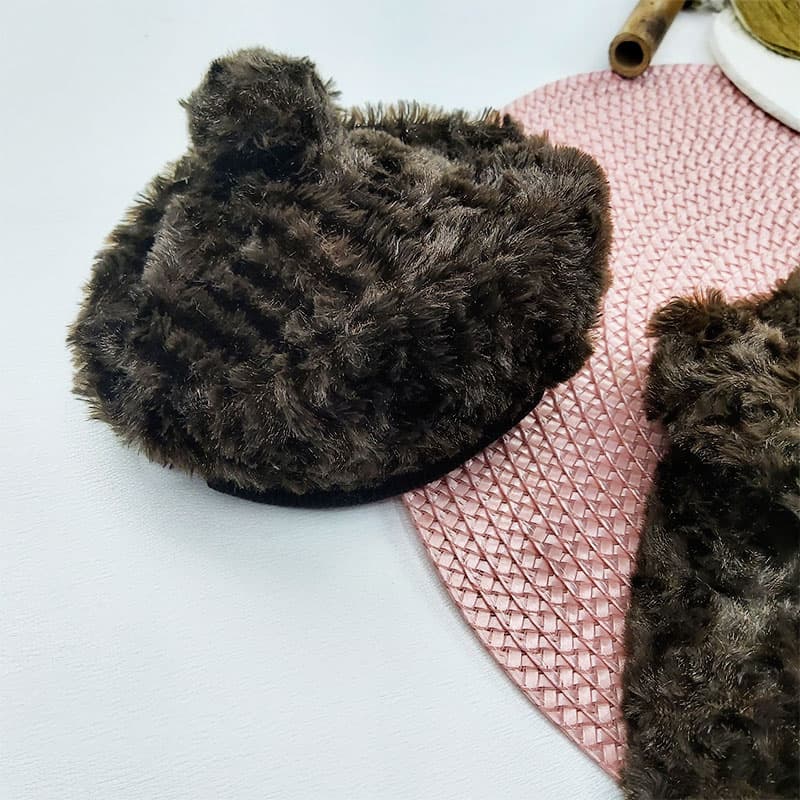 شنل پشمی نوزادی دخترانه قهوه ای کد 10429 — تصویر ۵